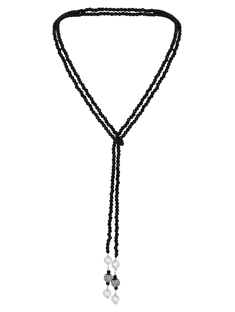 Royal Design Necklace With Agates & Cz Diamond Balls