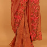 Designer Thread Embroidered Tissue Saree