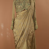 Designer Green Hand Embroidered Drape Saree