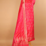 Hand Woven Pink Pure Silk Suit Dupatta