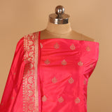 Hand Woven Pink Pure Silk Suit Dupatta