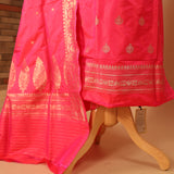 Hand Woven Pink Pure Silk Suit Dupatta