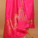 Hand Woven Dark Pink Pure Silk Suit Dupatta.