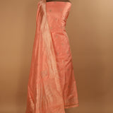 Hand Woven Peach Pure Silk Suit Dupatta