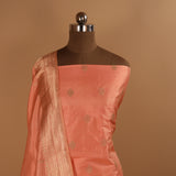 Hand Woven Peach Pure Silk Suit Dupatta