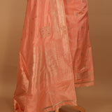 Hand Woven Peach Pure Silk Suit Dupatta