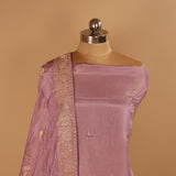 Hand embroidered Lilac tissue georgette suit with banarasi dupatta