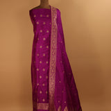 Hand Woven Purple Pure Silk Suit Dupatta