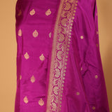 Hand Woven Purple Pure Silk Suit Dupatta