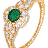 Designer gold brass polish with Kundan polki,onyx stone