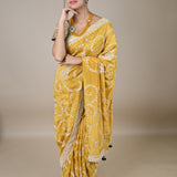 Hand embroidered gota patti georgette tissue saree