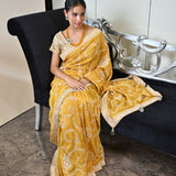 Hand embroidered gota patti georgette tissue saree