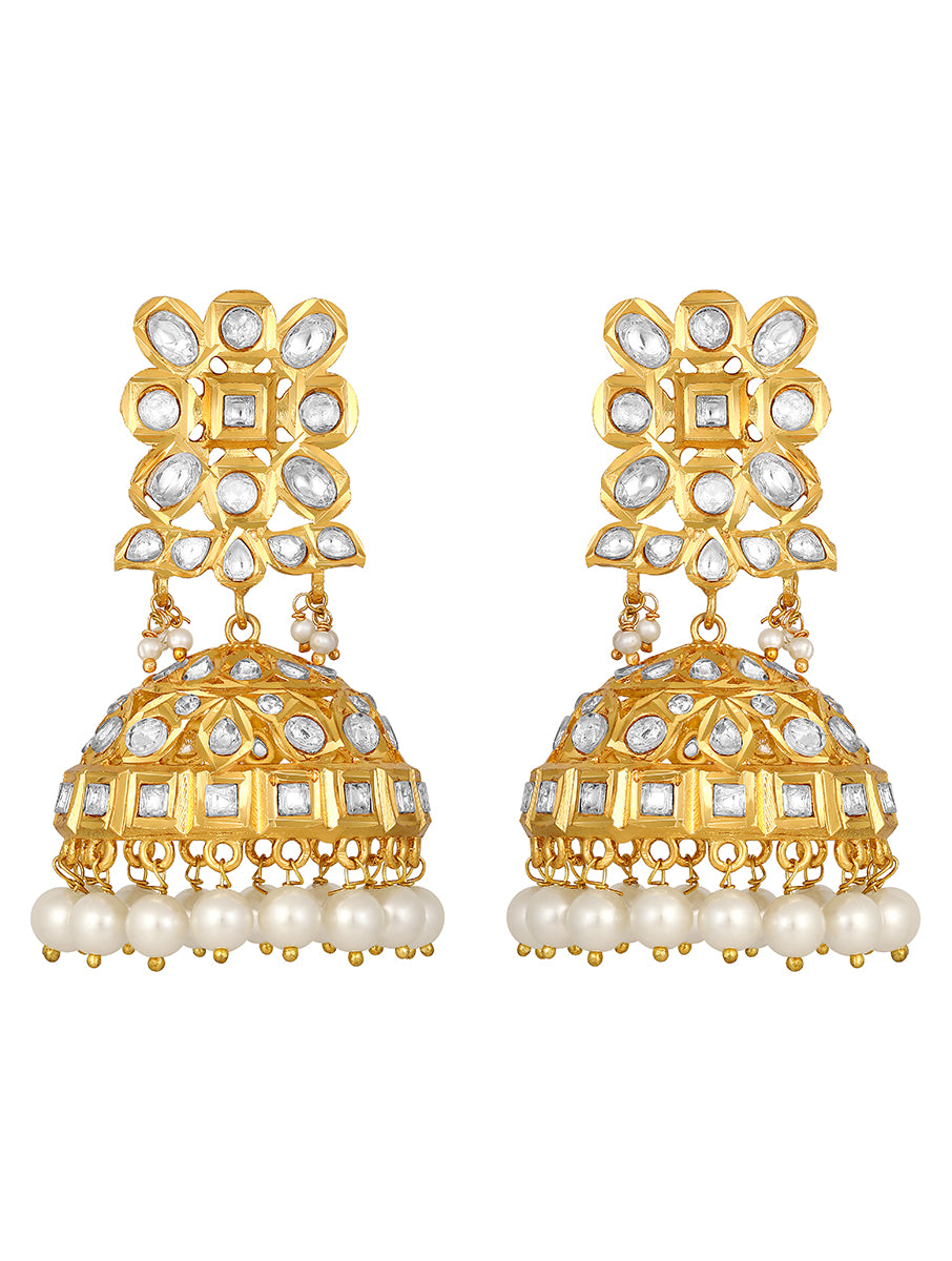 Designer Gold Polish Brass with Mosanite Kundan Polki