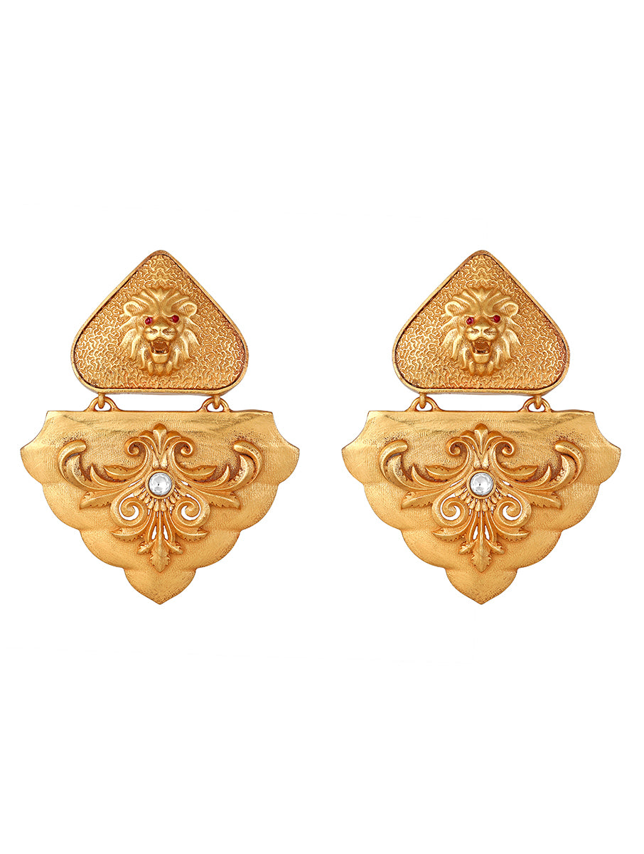 Gold Polish Brass with Kundan Brilliance Earrings