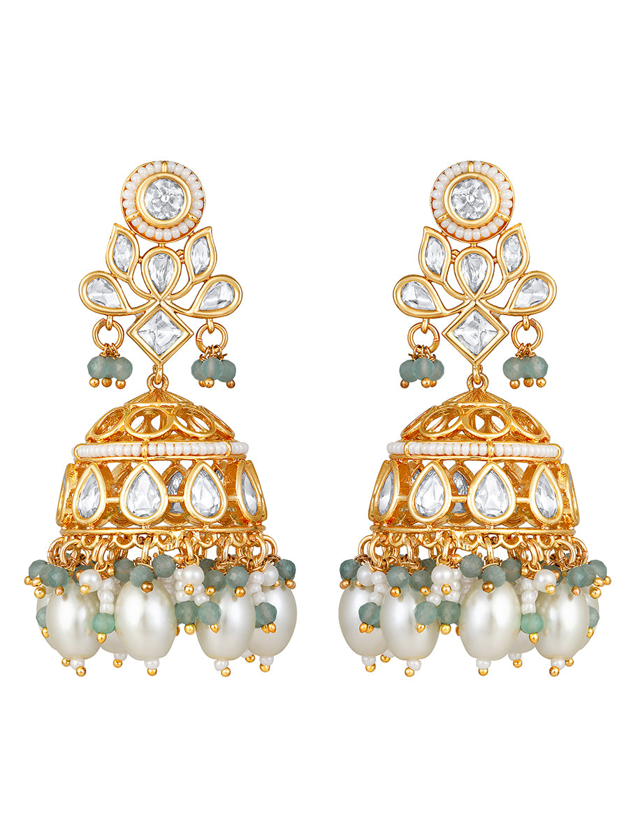 Designer  Gold Polish Brass with Kundan Polki