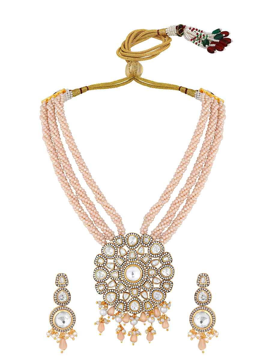 Designer  Gold Polish Brass with Kundan Polki Necklace