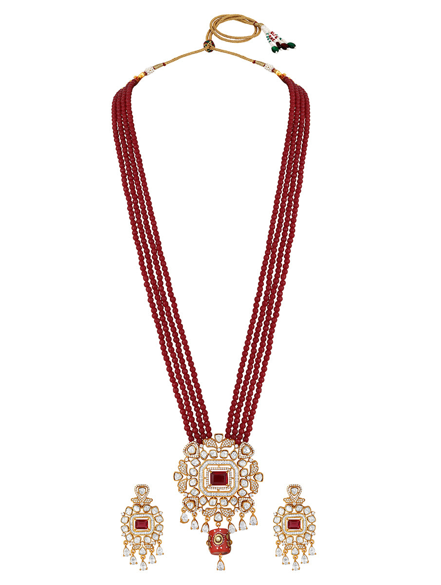 Designer Gold Polish Brass with Kundan Polki Necklace Set