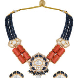 Designer  Gold Polish Brass with Kundan Polki Necklace