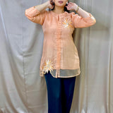 Elegant embroidered organza shirt