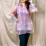 Elegant embroidered organza shirt