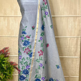 Lilac Hand-Painted Maheshwari Suit with Brushed Dupatta