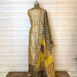 Hand block pure maheshwari chanderi zari woven suit dupatta