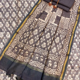 Hand block pure maheshwari chanderi zari woven suit dupatta