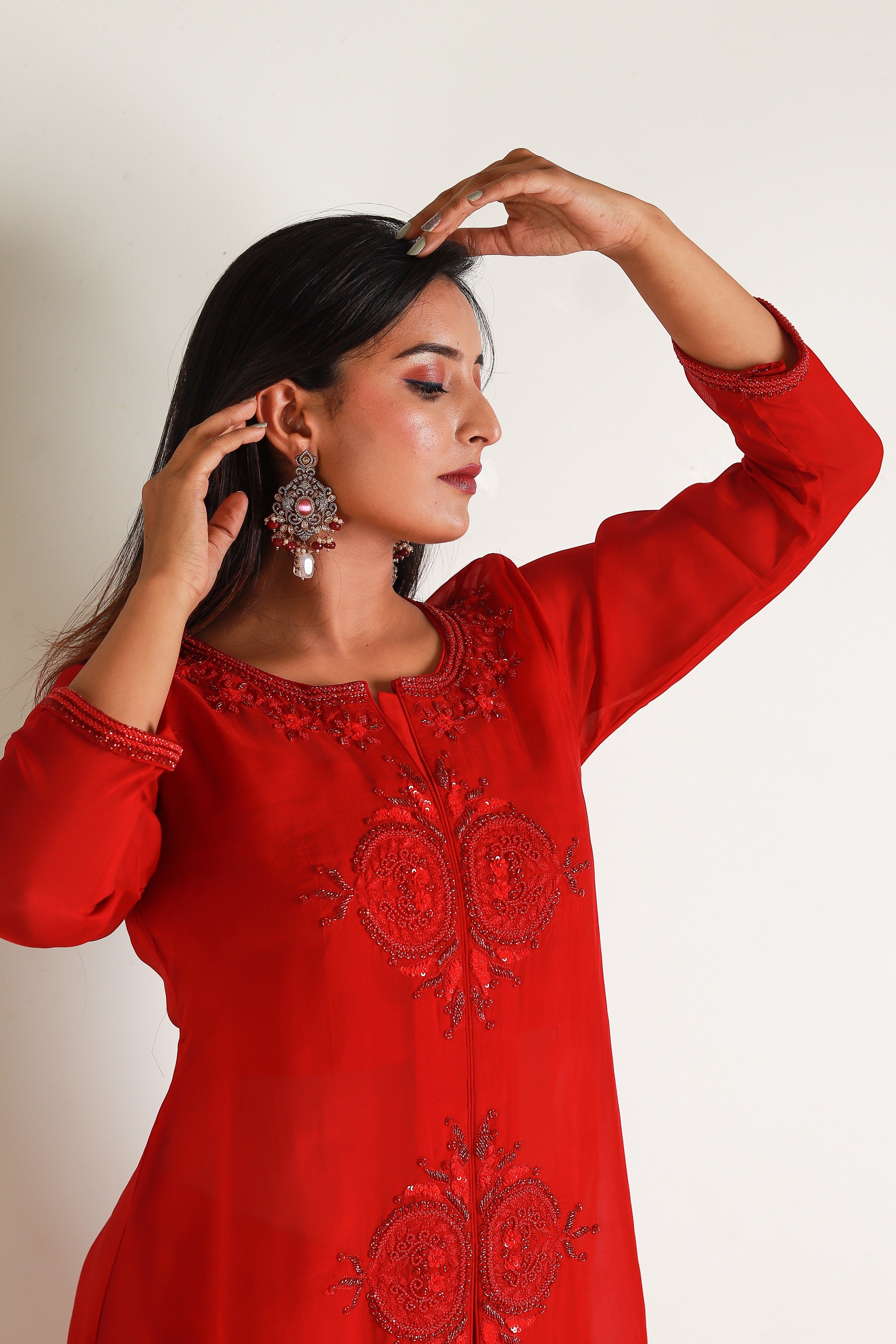 Red Pearl and Crystal dress