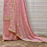 Exquisite Hand Embroidered Tissue Suit with zari work Dupatta