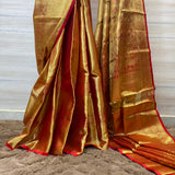 Pure Kanjivaram Tissue Pure Silk Gold zari saree