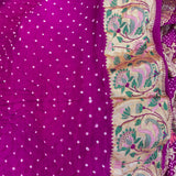 Handwoven Pure Bandhani Banarasi  Saree Blouse