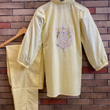 Embroidered linen lemon coord set