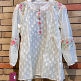 classy offwhite cutwork mal chanderi embroidered shirt