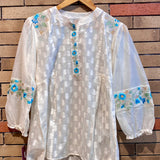 classy offwhite cutwork mal chanderi embroidered shirt