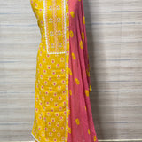 Summer cool yellow hand embroidered cotton suit dupatta