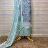 designer  embroidered pakistani georgette organza suit dupatta