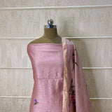 Elegant Lavender Maheshwari Suit with Artistic Hand-Painted Design