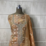 Hand-Embroidered Banarasi Silk Suit with Gota Work and Woven Jaal Dupatta