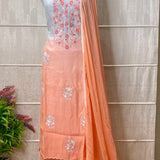 Hand-Embroidered Banarasi Organza Silk Suit with Gota Work and Chiffon Dupatta