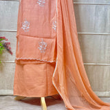 Hand-Embroidered Banarasi Organza Silk Suit with Gota Work and Chiffon Dupatta