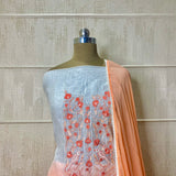 Hand-Embroidered Banarasi Organza Silk Suit with Gota Work and Chiffon Dupatta