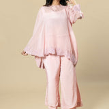 Pink Georgette Organza Handcrafted Applique Coord Set