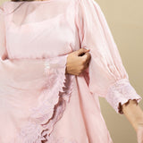 Pink Georgette Organza Handcrafted Applique Coord Set