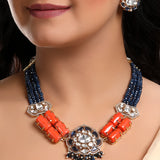 Designer  Gold Polish Brass with Kundan Polki Necklace