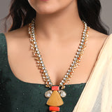 Designer Gold Polish Brass with Kundan Polki Necklace Set