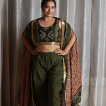 drape jacket and dhoti dress