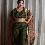 drape jacket and dhoti dress