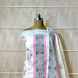 Hand-Blocked Chanderi Suit with Cotton Bottom and Dupatta