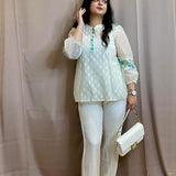 classy offwhite cutwork mal chanderi embroidered shirt