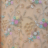 Pure Peach Crepe Hand Embroidered Suit With Dupatta